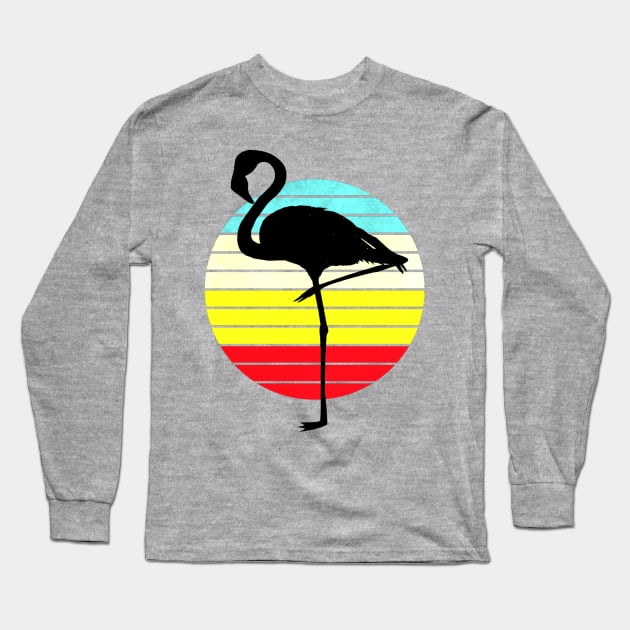 Retro Flamingo Sunset Long Sleeve T-Shirt by AlondraHanley